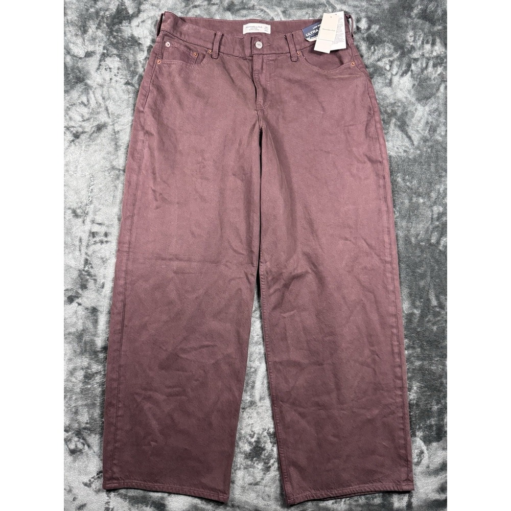 NWT Abercrombie & Fitch Curve Love Jeans Women's 29R Brown Low Rise Ultra Loose